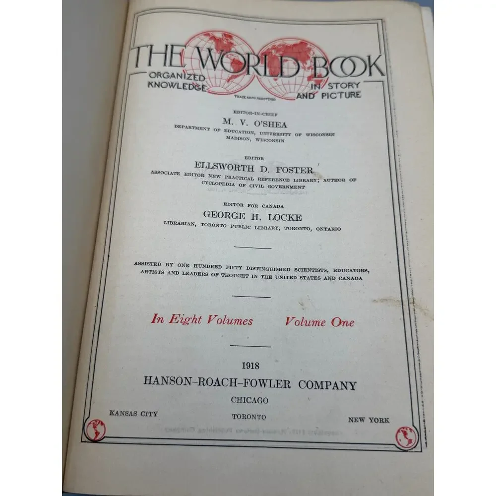 World Book 1918 Complete 8 Vol Set 1st Edition Antique Encyclopedia Illustrated